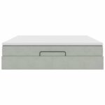 vidaXL Osmanská posteľ s matracom Svetlosivá 180x200cm Zamat – Obrázok 5