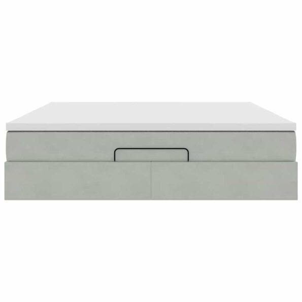 vidaXL Osmanská posteľ s matracom Svetlosivá 180x200cm Zamat – Obrázok 5