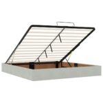 vidaXL Osmanská posteľ s matracom Svetlosivá 180x200cm Zamat – Obrázok 9