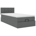 vidaXL Osmanský rám postele s matracom tmavosivá 90x200 cm látka – Obrázok 2