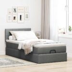 vidaXL Osmanský rám postele s matracom tmavosivá 90x200 cm látka – Obrázok 3