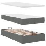 vidaXL Osmanský rám postele s matracom tmavosivá 90x200 cm látka – Obrázok 6
