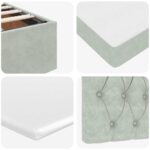 vidaXL Osmanská posteľ s matracom Svetlosivá 140x200cm Zamat – Obrázok 11