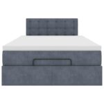vidaXL Osmanská posteľ s matracom Tmavosivá 120x200 cm Zamat – Obrázok 5