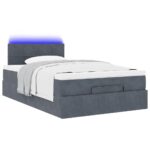 vidaXL osmanská posteľ s matracom a LED diódami tmavosivá zamat – Obrázok 3