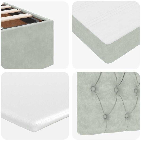 VidaXL Osmanská posteľ s matracom a LED svetlosivá 140x200cm zamat – Obrázok 12