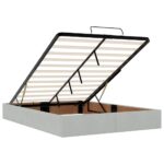 VidaXL Osmanská posteľ s matracom a LED svetlosivá 140x200cm zamat – Obrázok 11