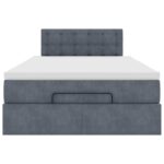 vidaXL osmanská posteľ s matracom a LED diódami tmavosivá zamat – Obrázok 6