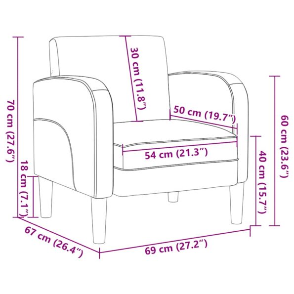 VidaXL Pohovka s opierkami krémová 54 cm umelá koža – Obrázok 8