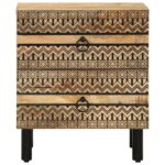 vidaXL Skrinka na posteľ Čierna Masívne hrubé drevo Mango – Obrázok 3