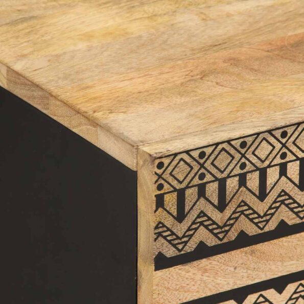 vidaXL Skrinka na posteľ Čierna Masívne hrubé drevo Mango – Obrázok 6