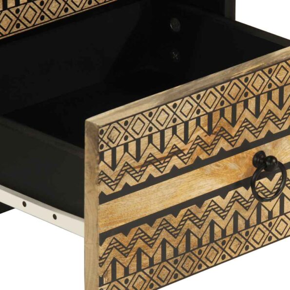 vidaXL Skrinka na posteľ Čierna Masívne hrubé drevo Mango – Obrázok 7