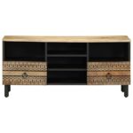 vidaXL TV skrinka čierna 100x33,5x46 cm masívne hrubé drevo mango – Obrázok 3