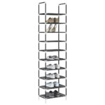 VidaXL Stojan na topánky 10-vrstvový čierny 44x28x180 cm netkaná látka