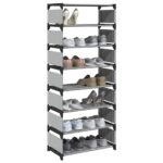 VidaXL Stojan na topánky 8-vrstvový sivý 54x28x124 cm netkaná látka