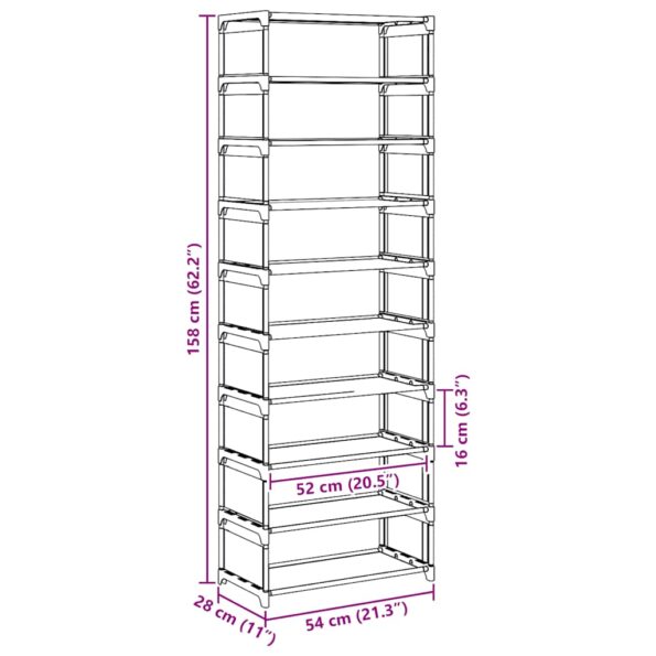 VXL8721158510204_g_en_hd_7.jpg VidaXL Stojan na topánky 10-vrstvový sivý 54x28x158 cm netkaná látka – Obrázok 9