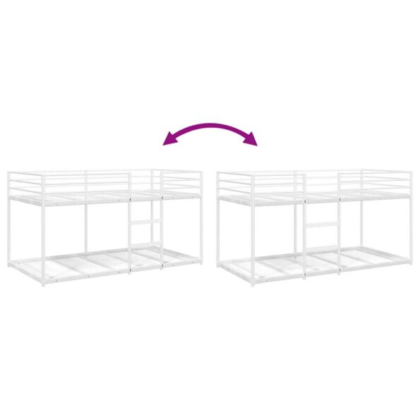 vidaXL Poschodová posteľ bez matraca Biela 80x200 cm Oceľ – Obrázok 8