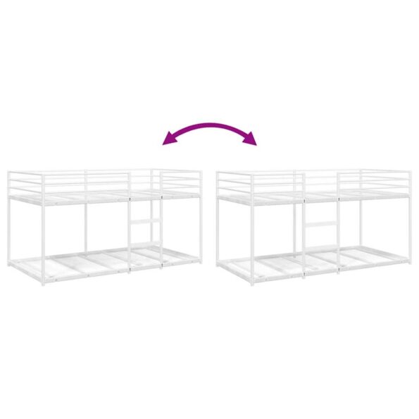 vidaXL Poschodová posteľ bez matraca Biela 100x200 cm Oceľ – Obrázok 8