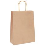 vidaXL Papierové tašky 250 ks s rúčkami, hnedá, 26x12x35 cm – Obrázok 4