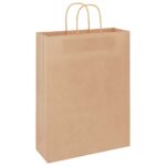 vidaXL Papierové tašky 250 ks s rúčkami, hnedá, 32x12x42 cm – Obrázok 3
