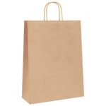 vidaXL Papierové tašky 250 ks s rúčkami, hnedá, 32x12x42 cm – Obrázok 4