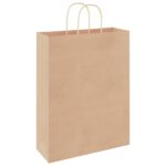 vidaXL Papierové tašky 250 ks s rúčkami, hnedá, 32x12x42 cm – Obrázok 7