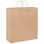 vidaXL Papierové tašky 250 ks s rúčkami, hnedá, 45x17x48 cm – Obrázok 3