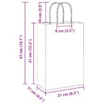 vidaXL Papierové tašky 50 ks s rúčkami, biele, 21x11x31 cm – Obrázok 11