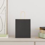 vidaXL Papierové tašky 250 ks s rúčkami, čierna, 18x8x22 cm – Obrázok 2