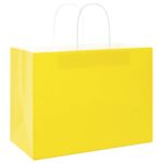 vidaXL Papierové tašky 50 ks s rúčkami, žlté, 32x17x25 cm – Obrázok 3