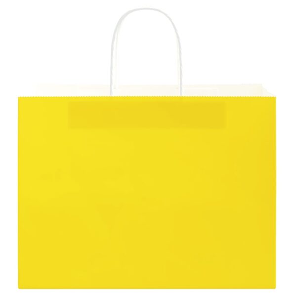 vidaXL Papierové tašky 50 ks s rúčkami, žlté, 32x17x25 cm – Obrázok 5