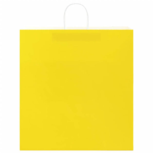 vidaXL Papierové tašky 50 ks s rúčkami, žlté, 45x17x48 cm – Obrázok 5
