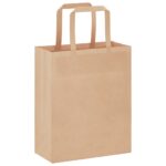 vidaXL Papierové tašky 250 ks s rúčkami, hnedá, 18x8x22 cm – Obrázok 3