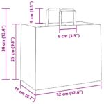 vidaXL Papierové tašky 50 ks s rúčkami, biele, 32x17x25 cm – Obrázok 11