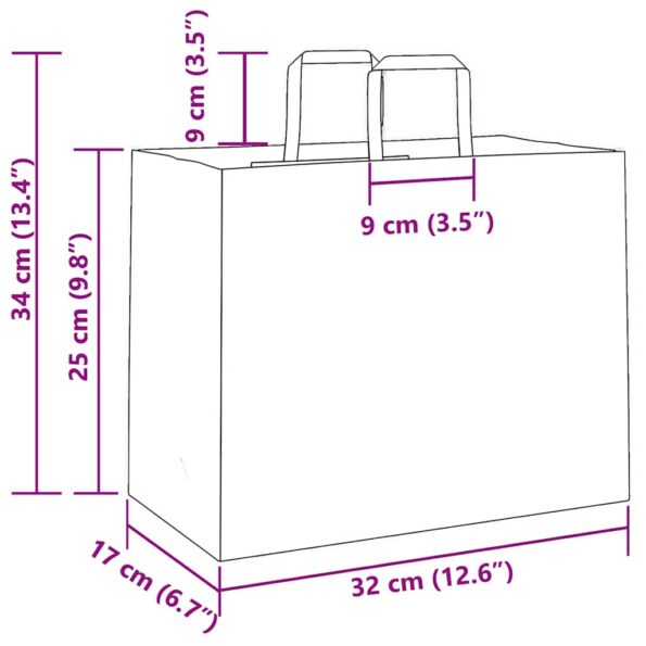 vidaXL Papierové tašky 50 ks s rúčkami, biele, 32x17x25 cm – Obrázok 11