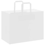 vidaXL Papierové tašky 50 ks s rúčkami, biele, 32x17x25 cm – Obrázok 7