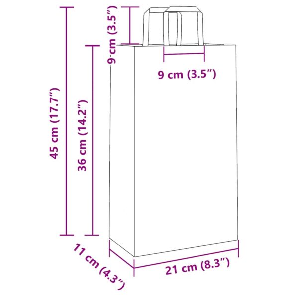 vidaXL Papierové tašky 250 ks s rúčkami, biele, 21x11x36 cm – Obrázok 11
