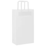 vidaXL Papierové tašky 250 ks s rúčkami, biele, 21x11x36 cm – Obrázok 3