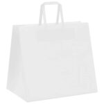 vidaXL Papierové tašky 250 ks s rúčkami, biele, 32x22x28 cm – Obrázok 4
