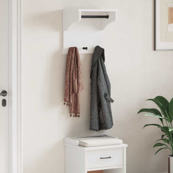 vidaXL Nástenný vešiak SANDNES biela 43x30x42 cm borovicový masív – Obrázok 3