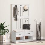 vidaXL Halový strom SANDENS biela 87x40x159,5 cm masívna borovica – Obrázok 3