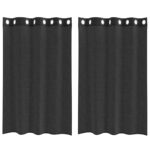 vidaXL Voálové závesy s priechodkami 2 ks Čierna 140x175 cm – Obrázok 2