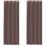 vidaXL Voálové závesy s priechodkami 2 ks Hnedá 140x300 cm – Obrázok 2