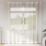 vidaXL voálové závesy s priechodkami 2 ks krémové 140x225 cm