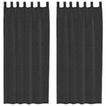 vidaXL Voile záclony s vreckami na tyče, 2 ks, čierne – Obrázok 2