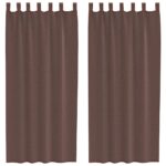 vidaXL Voile záclony s vreckami na tyče, 2 ks, hnedé – Obrázok 2