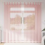 vidaXL Voile záclony s vreckami na tyče, 2 ks, ružové