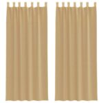 vidaXL Voile záclony s vreckami na tyče, 2 ks, pieskové – Obrázok 2