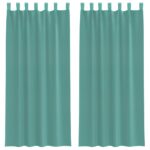 vidaXL voálové závesy s vreckami na tyče, 2 ks, tyrksyové – Obrázok 2