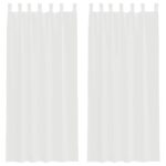 vidaXL Voálové závesy s vreckami na tyče, 2 ks, biele – Obrázok 2